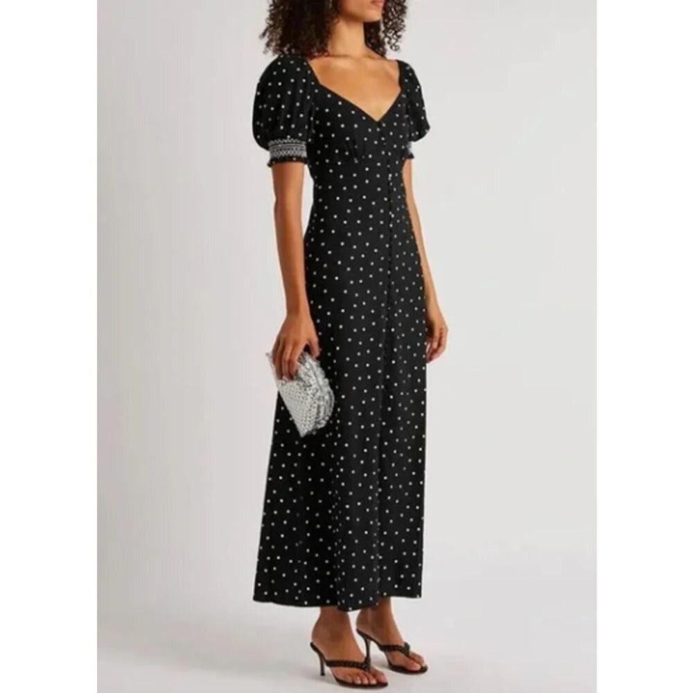 Alice + Olivia Black Polka Dot Maxi Dress